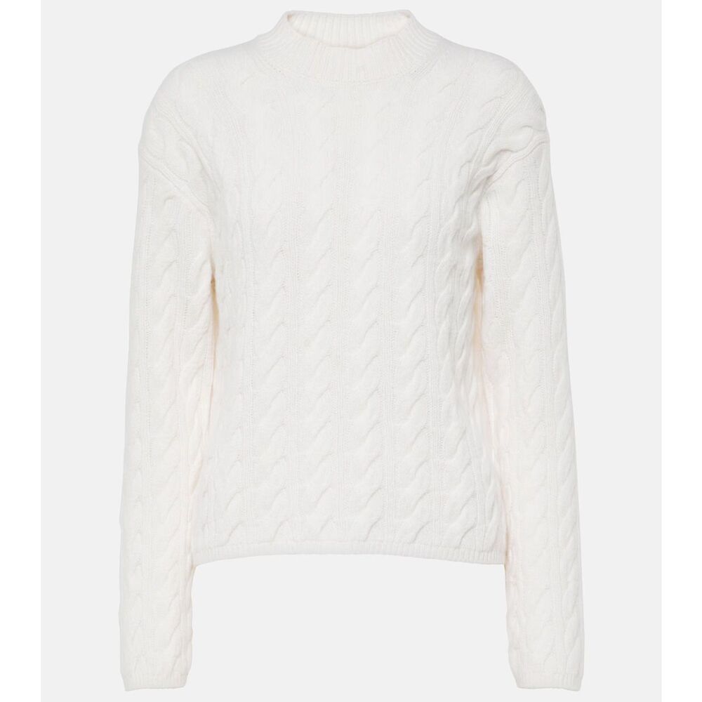 New $445 Vince Women's Twisted Cable Wool Cashmere Sweater, Sz Large Off White